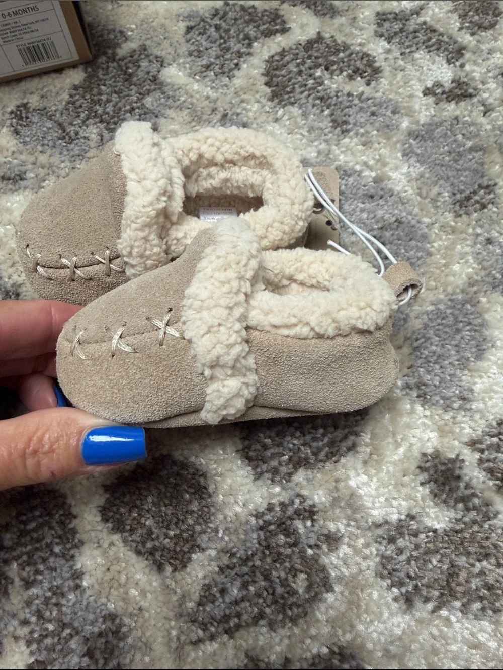 BearPaw Infant Moccasins in Beige and Cream